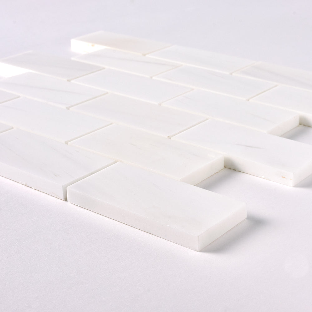 Bianco Dolomite 2x4 Brick Mosaic Polished/Honed Flooring Tilezz 
