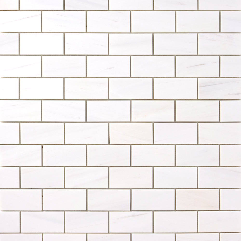 Bianco Dolomite 2x4 Brick Mosaic Polished/Honed Flooring Tilezz 