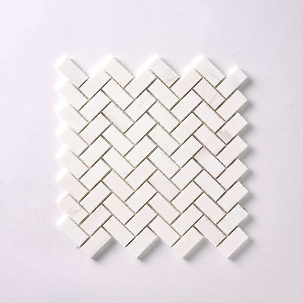 Bianco Dolomite 1x2 Herringbone Mosaic Polished/Honed Flooring Tilezz 