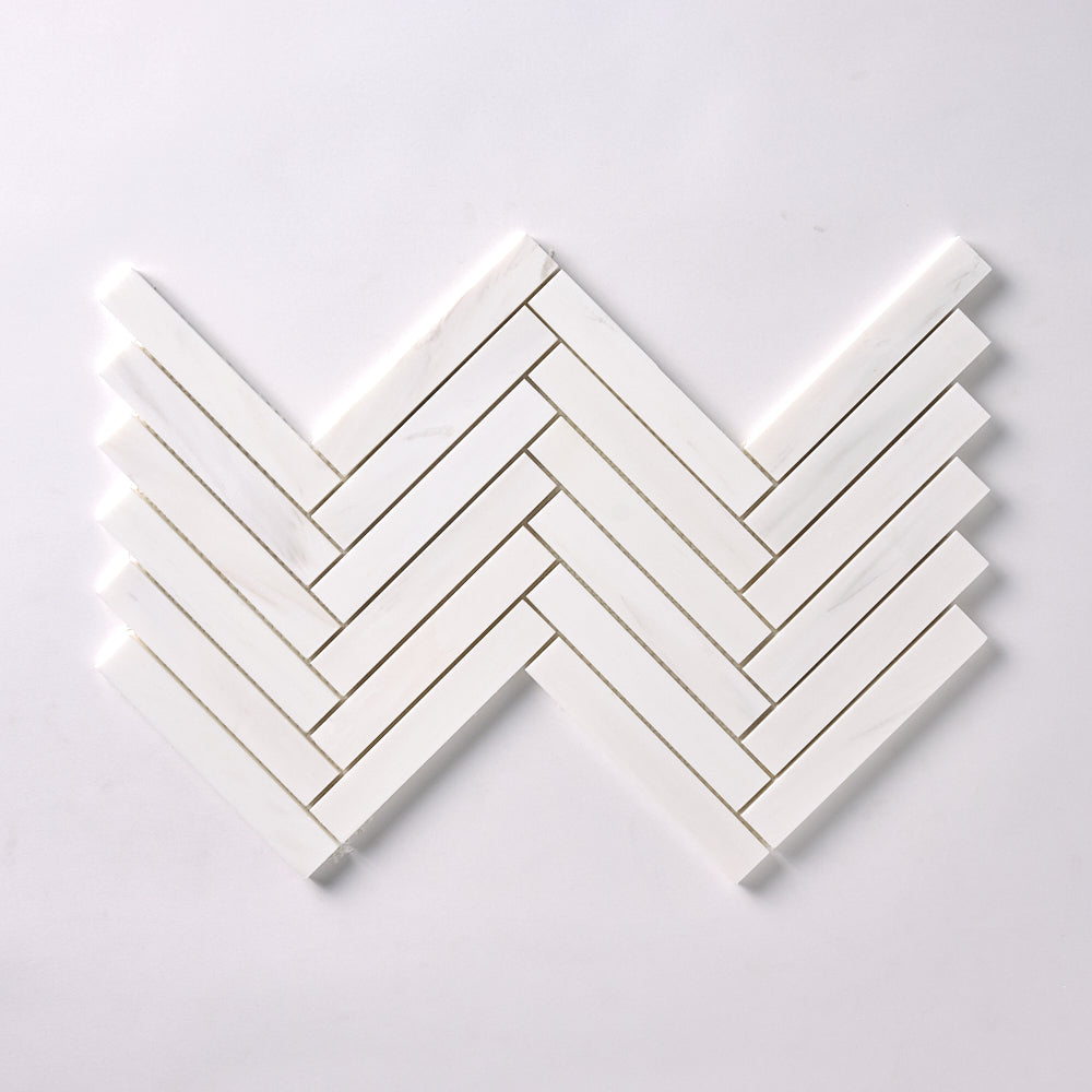 Bianco Dolomite 1x6 Herringbone Mosaic Polished/Honed Flooring Tilezz 