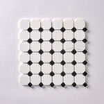 Load image into Gallery viewer, Bianco Dolomite Octagon with Black Dots Mosaic Polished/Honed Flooring Tilezz 
