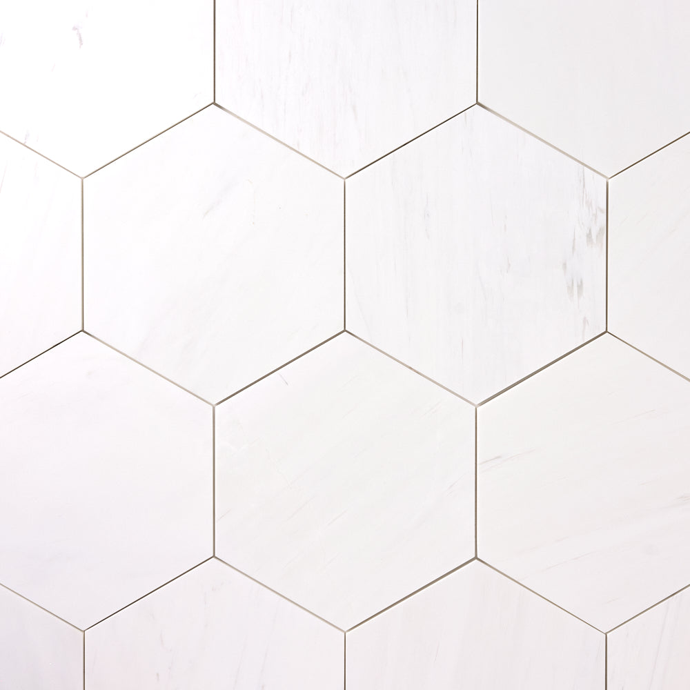 Bianco Dolomite 10" Hexagon Polished/Honed Flooring Tilezz 