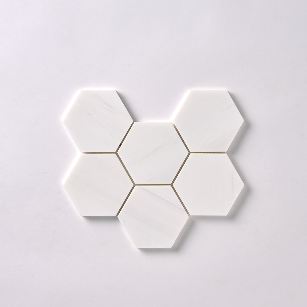 Bianco Dolomite 4" Hexagon Mosaic Polished/Honed Flooring Tilezz 