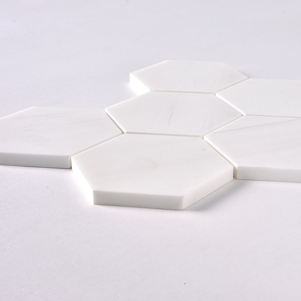 Bianco Dolomite 4" Hexagon Mosaic Polished/Honed Flooring Tilezz 