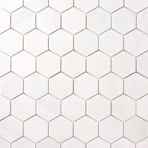 Bianco Dolomite 2" Hexagon Mosaic Polished/Honed Flooring Tilezz 