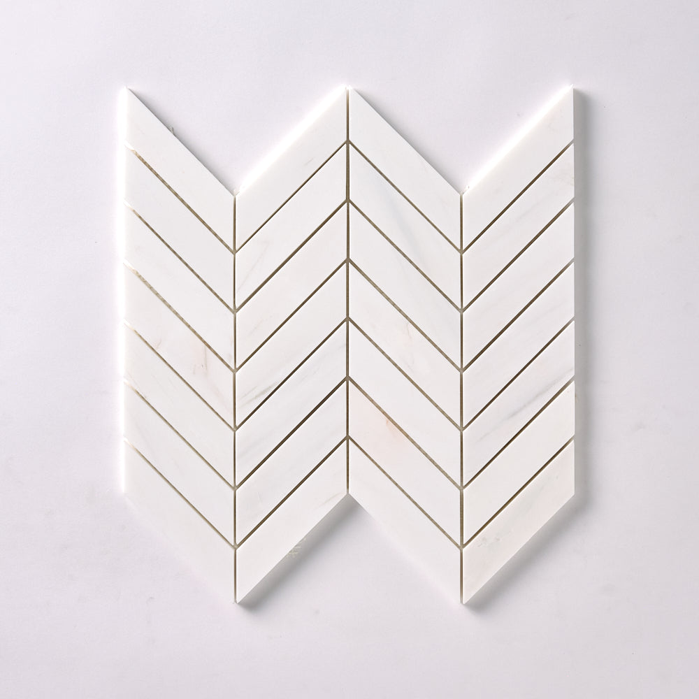 Bianco Dolomite Chevron Mosaic Polished/Honed Flooring Tilezz 