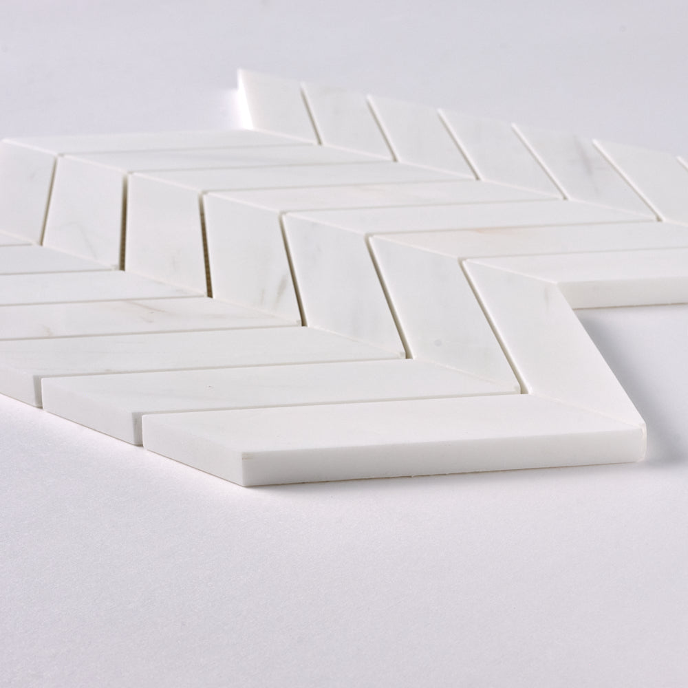 Bianco Dolomite Chevron Mosaic Polished/Honed Flooring Tilezz 