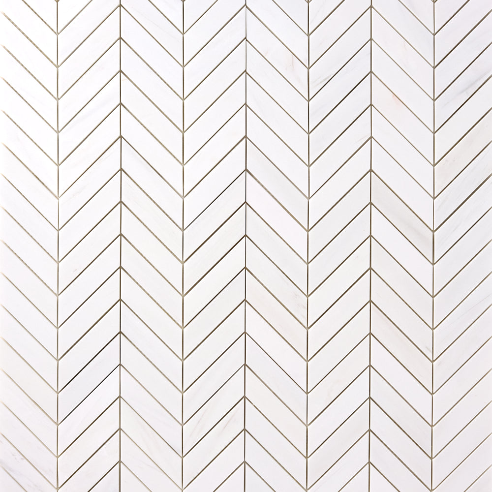 Bianco Dolomite Chevron Mosaic Polished/Honed Flooring Tilezz 
