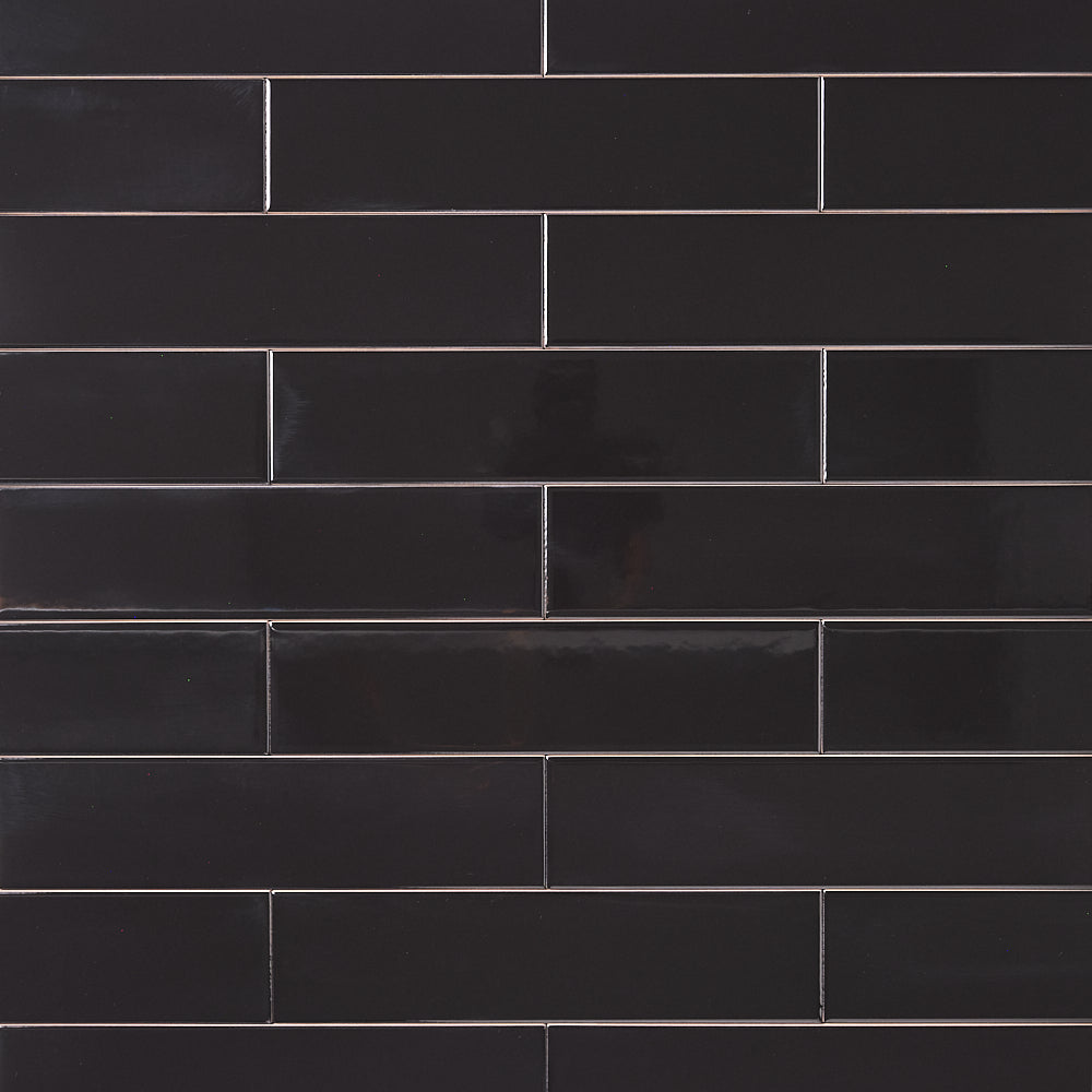 Venice Black 2x10 Ceramic Tile close-up