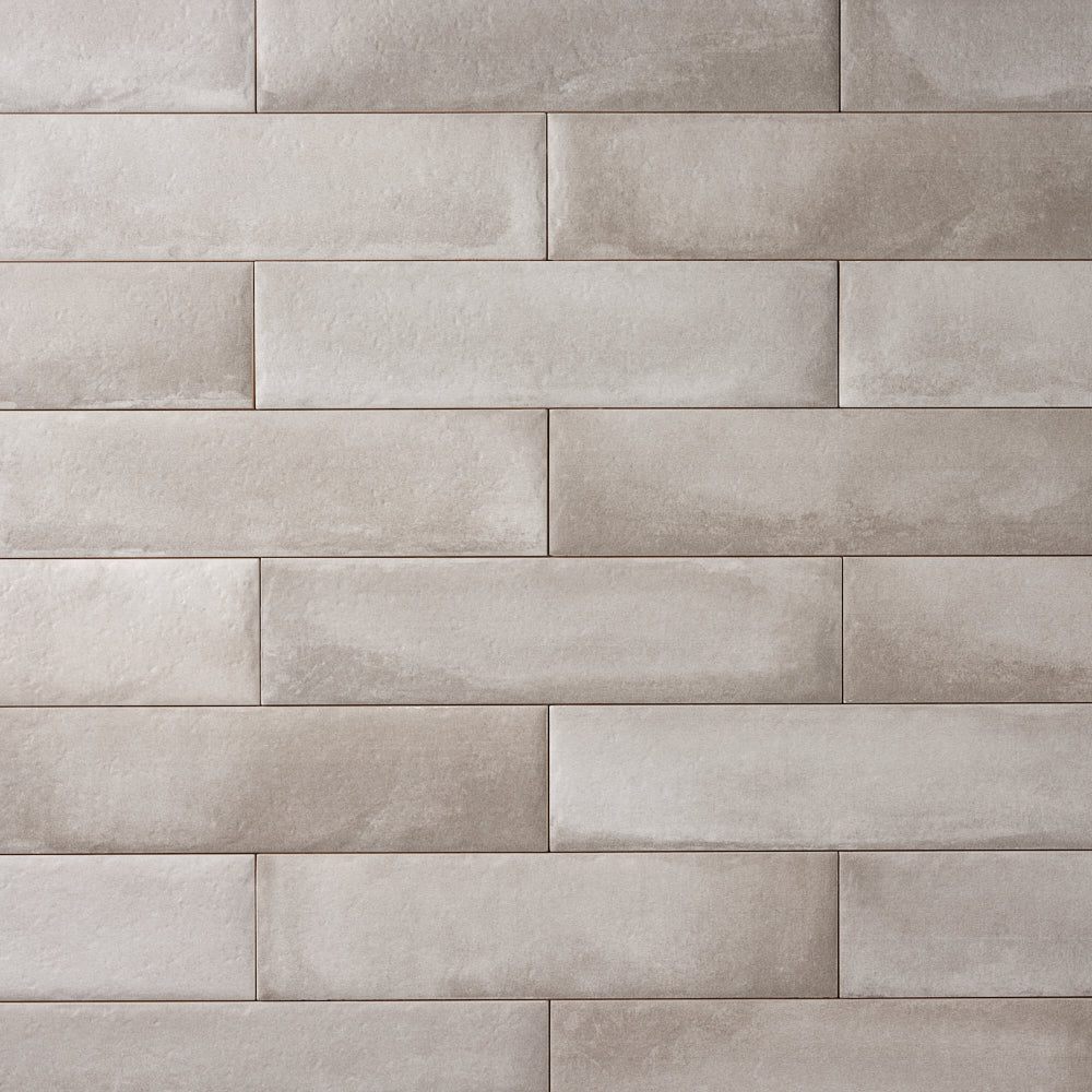 Urban Brick Taupe 3x12 Ceramic Tile installed close-up