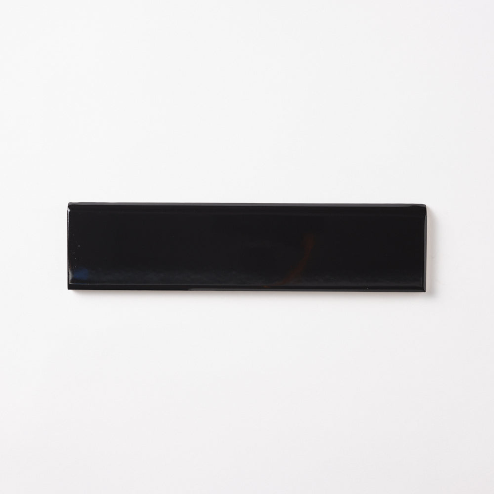 Venice Black 2x10 Bullnose Ceramic Tile Glossy Tilezz 