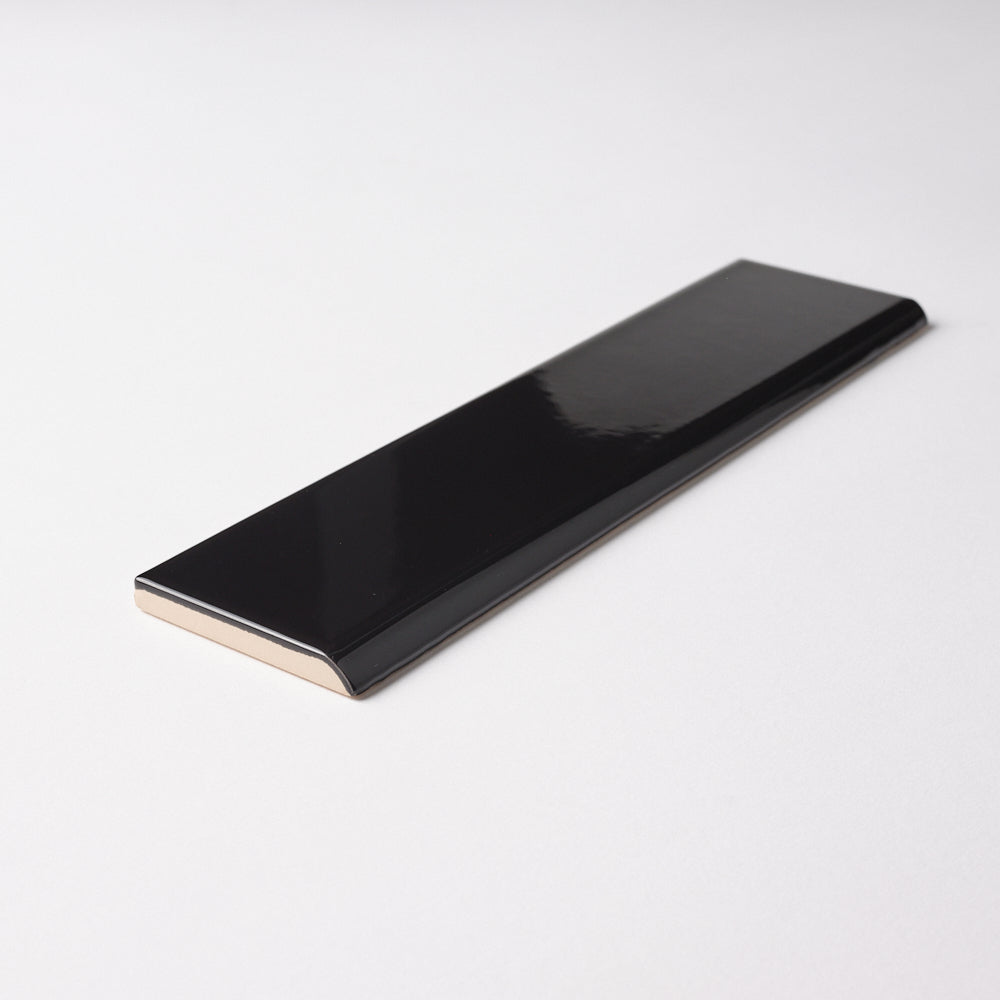 Venice Black 2x10 Bullnose Ceramic Tile Glossy Tilezz 