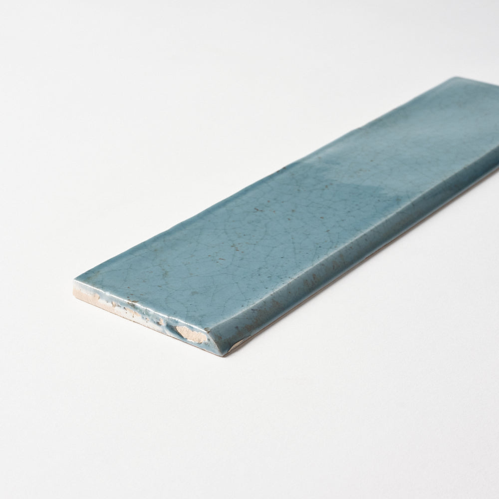 San Fran Volga Blue Crackled 3x12 Bullnose Ceramic Tile Glossy Flooring Tilezz 
