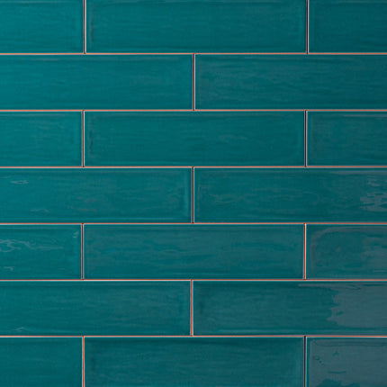 Chanelle Peacock Green 3x12 Ceramic Tile Glossy Tilezz 