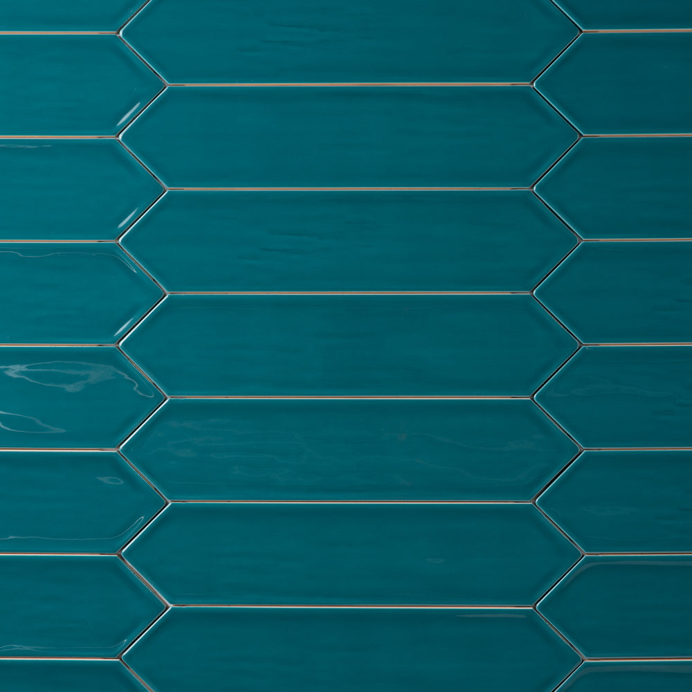 Chanelle Peacock Green 3x12 Picket Ceramic Tile Glossy Tilezz 