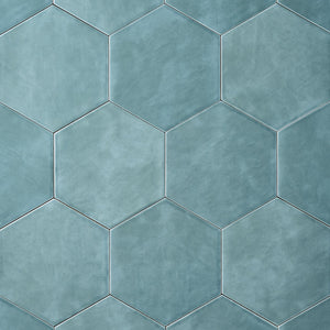 San Fran Volga Blue Hexagon Ceramic Wall Tile Tilezz 