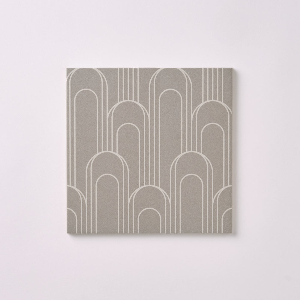 Encaustic Look Eiffel Oval Taupe / Gray 8x8 Porcelain Tile Tilezz 