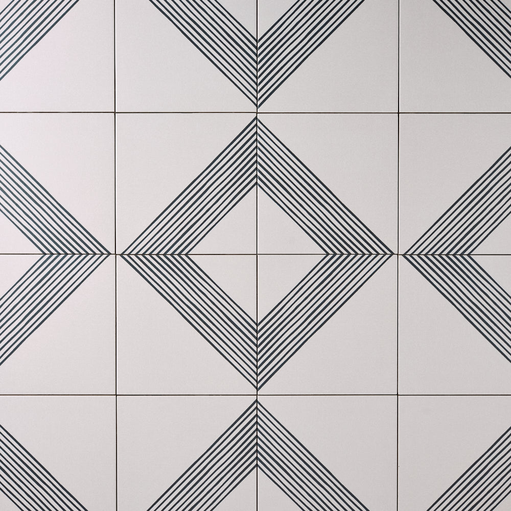 Encaustic Look Belize White Lines 8x8 Porcelain Tile Tilezz 