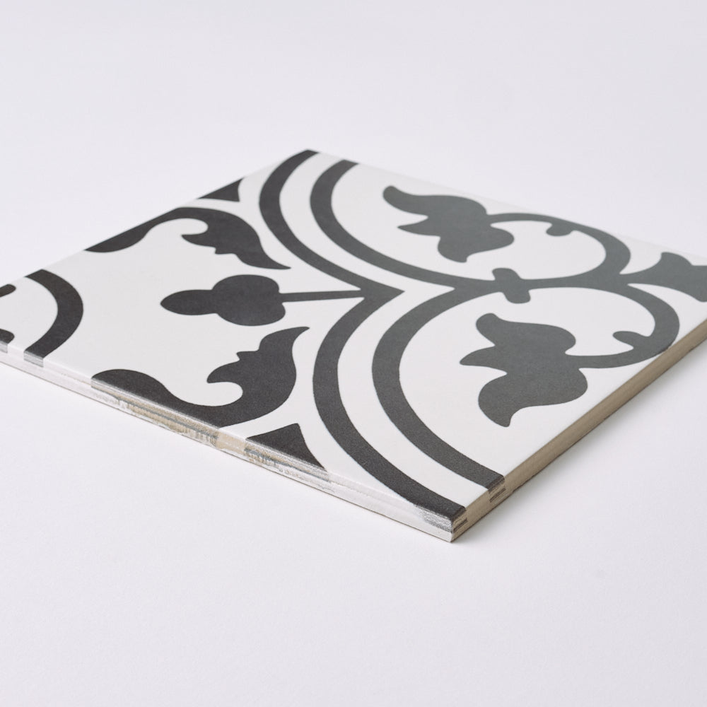 Encaustic Look Marrakech Black Cape 8x8 Porcelain Tile Tilezz 