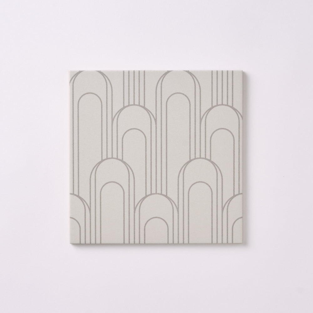 Encaustic Look Eiffel Oval Gray / Taupe 8x8 Porcelain Tile Tilezz 