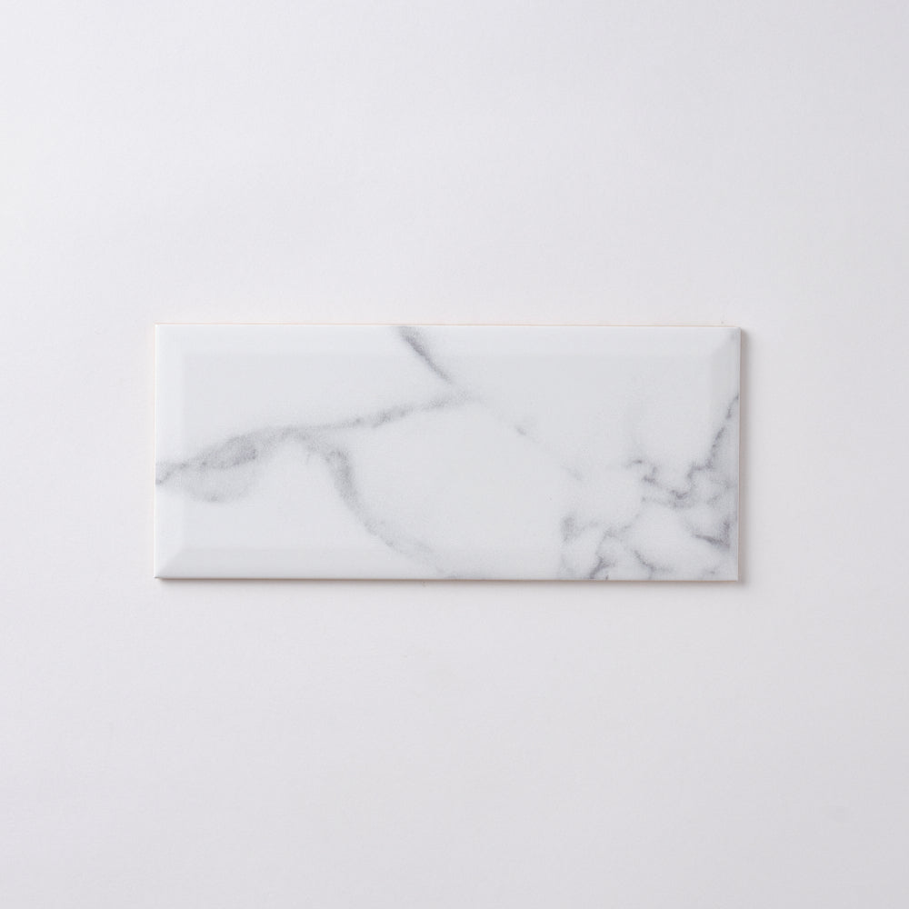 Milano Statuary White 4x10 Beveled Ceramic Tile Glossy Tilezz 