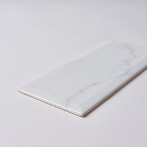 Milano Statuary White 4x10 Beveled Ceramic Tile Glossy Tilezz 