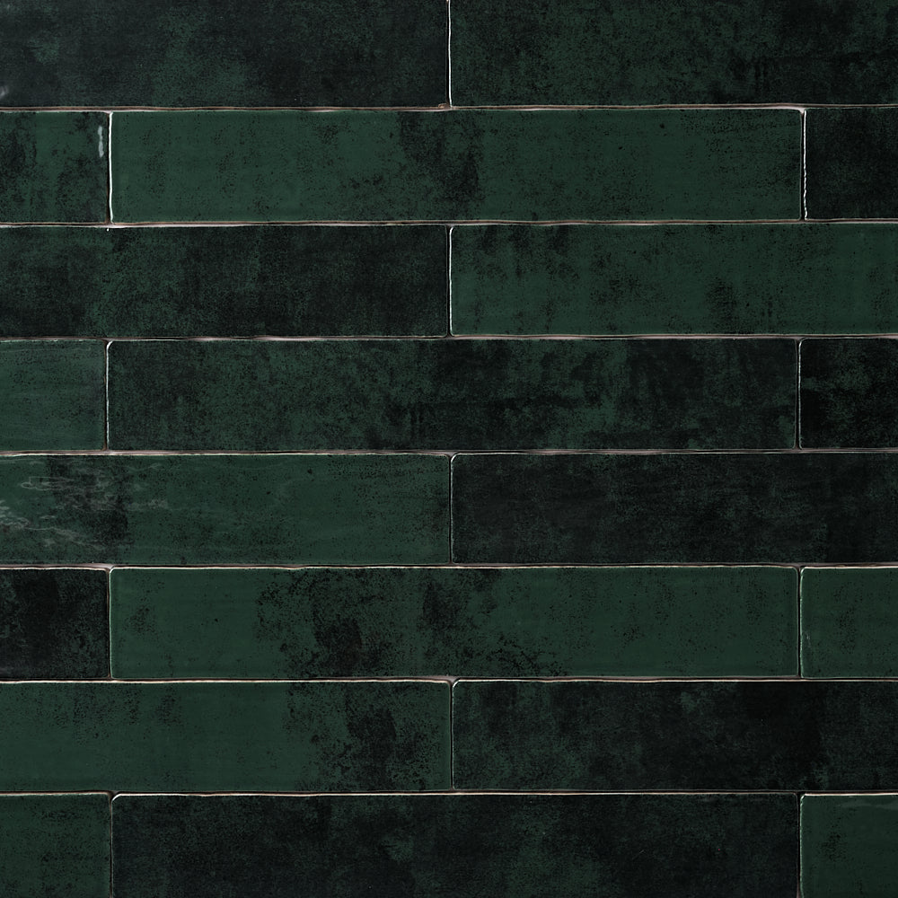 Zellige Emerald Green 2x16 Glossy Ceramic Tile Tilezz 
