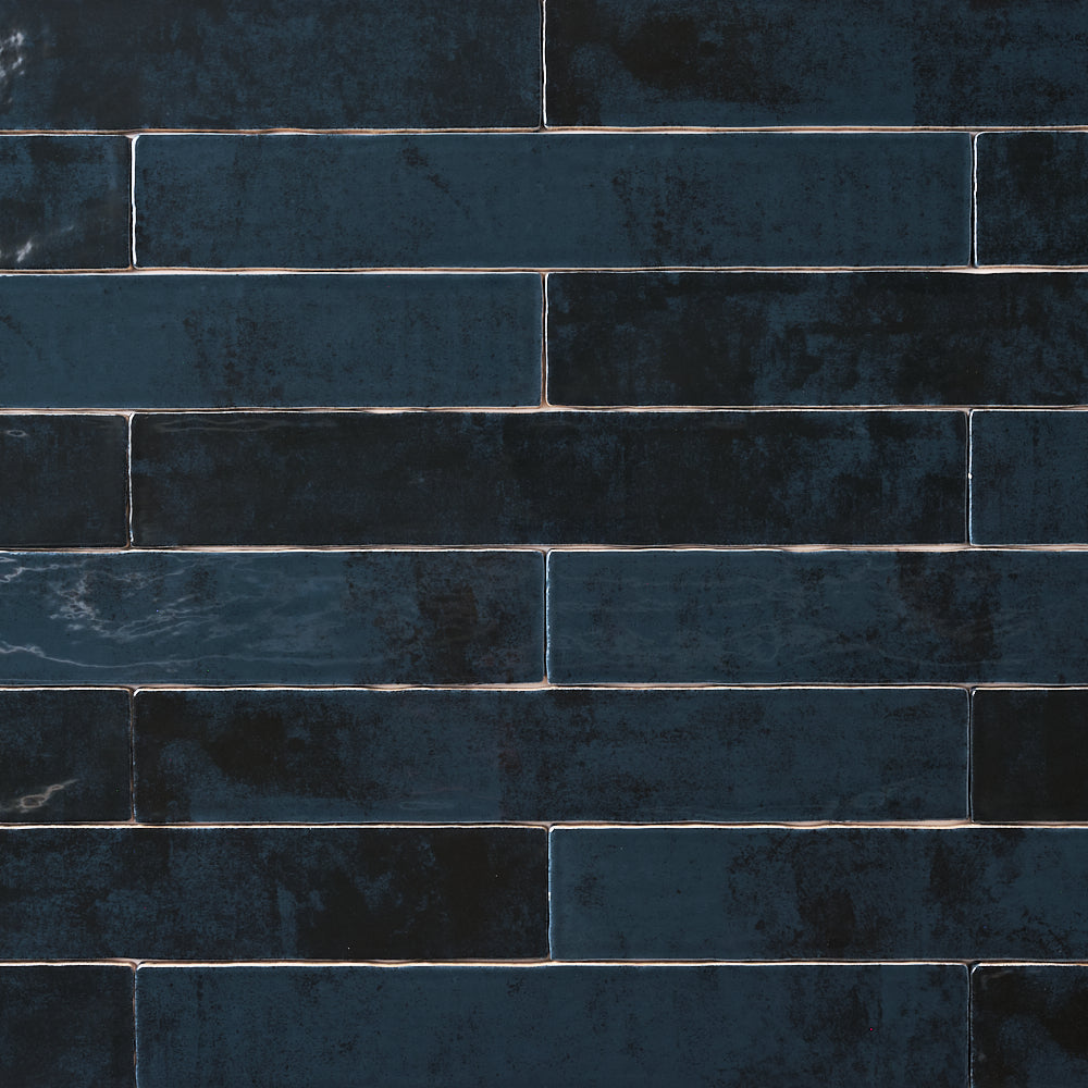 Zellige Midnight Blue 2x16 Glossy Ceramic Tile Tilezz 