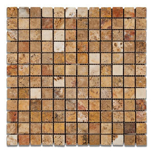 Scabos Travertine 1x1 Tumbled Mosaic Tile Stone Tilezz 