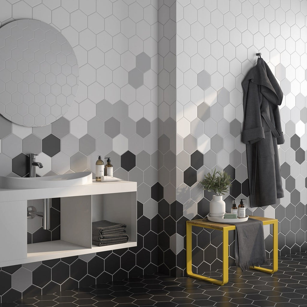 Venice Black 5x6 Hexagon Matte Porcelain Tile – Tilezz