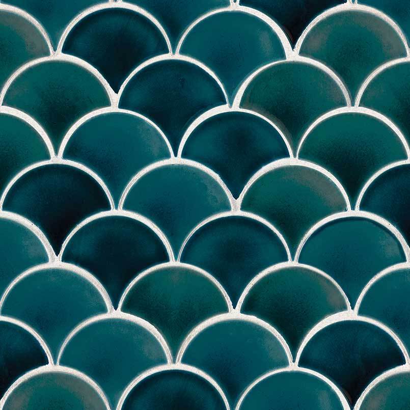 Azul Scallop Glossy Glazed Porcelain Mosaic Tile Tilezz 