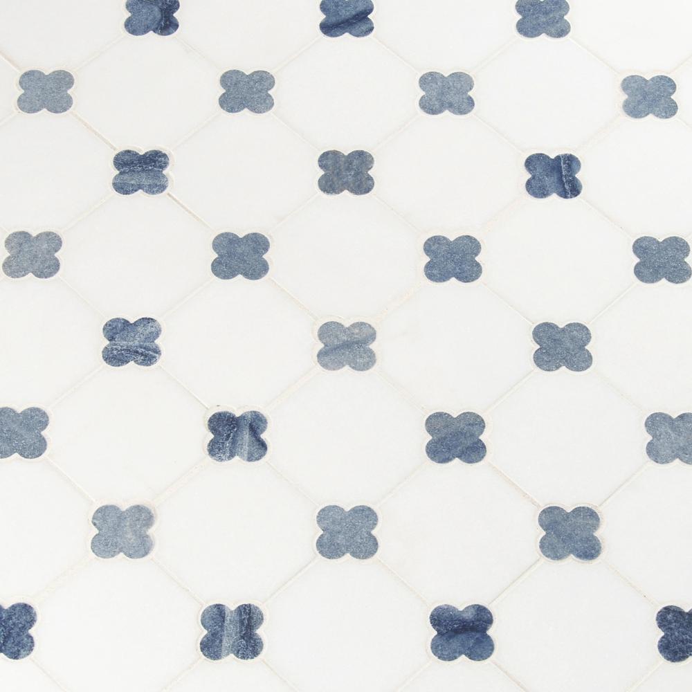 MSI Azula Floret White & Azul Marble Mosaic Tilezz 
