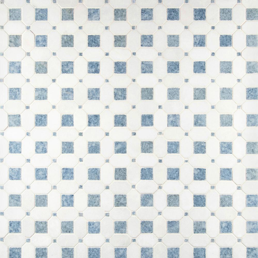 MSI Azula Hatchwork White & Azul Marble Mosaic Tilezz 