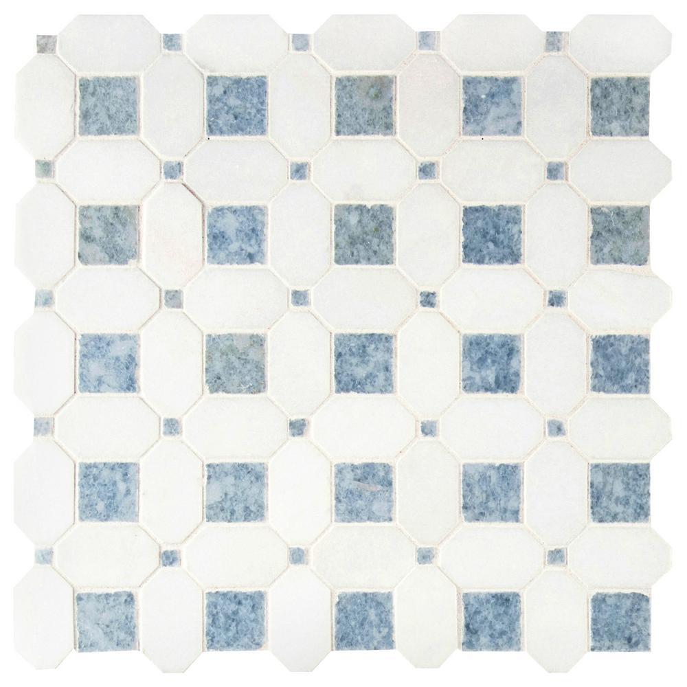 MSI Azula Hatchwork White & Azul Marble Mosaic Tilezz 