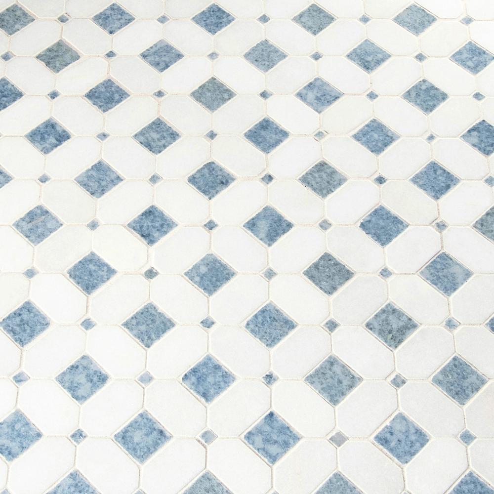 MSI Azula Hatchwork White & Azul Marble Mosaic Tilezz 