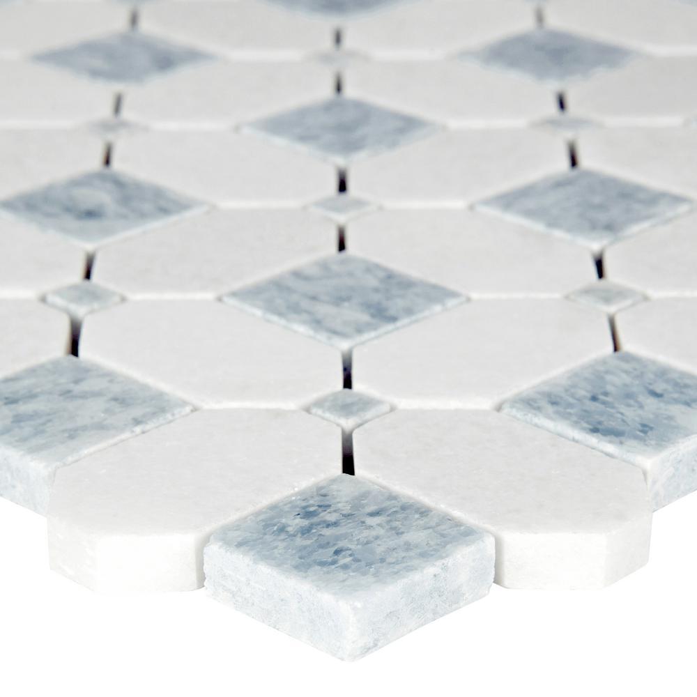 MSI Azula Hatchwork White & Azul Marble Mosaic Tilezz 