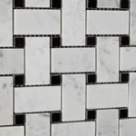 Load image into Gallery viewer, Carrara White Basketweave with Black Marble Polished/Honed Stone Tilezz 
