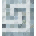 Load image into Gallery viewer, Carrara White Greek Key Border Corner w/Blue Gray Marble Stone Tilezz 
