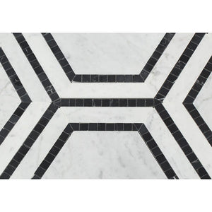 Carrara White Hexagon with Black Marble Polished/Honed Stone Tilezz 