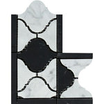Load image into Gallery viewer, Carrara White Lantern Border Corner w/Black Marble Polished/Honed Stone Tilezz 
