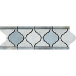 Load image into Gallery viewer, Carrara White 4x12 Lantern Border w/Blue Gray Marble Polished/Honed Stone Tilezz 
