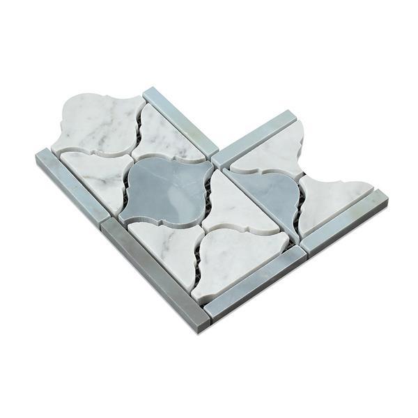 Carrara White Lantern Corner w/Blue Gray Marble Polished/Honed Stone Tilezz 