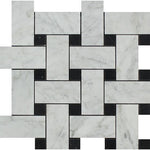Load image into Gallery viewer, Carrara White Large Basketweave with Black Marble Polished/Honed Stone Tilezz 
