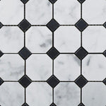 Load image into Gallery viewer, Carrara White Marble Octagon with Black Marble Polished/Honed Stone Tilezz 
