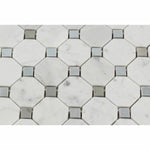 Load image into Gallery viewer, Carrara White Octagon Mosaic With Blue Marble Polished/Honed Stone Tilezz 
