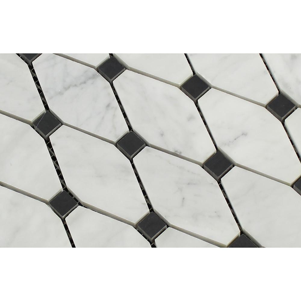 Carrara White Octave with Black Marble Polished/Honed Stone Tilezz 