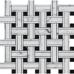 Load image into Gallery viewer, Carrara White Kenzy Basketweave with Black Marble Polished/Honed Stone Tilezz 
