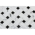 Load image into Gallery viewer, Carrara White Kenzy Basketweave with Black Marble Polished/Honed Stone Tilezz 
