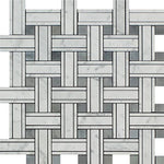 Load image into Gallery viewer, Carrara White Kenzy Basketweave with Blue Marble Polished/Honed Stone Tilezz 
