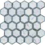 Load image into Gallery viewer, Carrara White Hexagon Phantom Hex with Blue Marble Polished/Honed Stone Tilezz 
